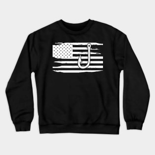 Fishing and American Flag w Crewneck Sweatshirt